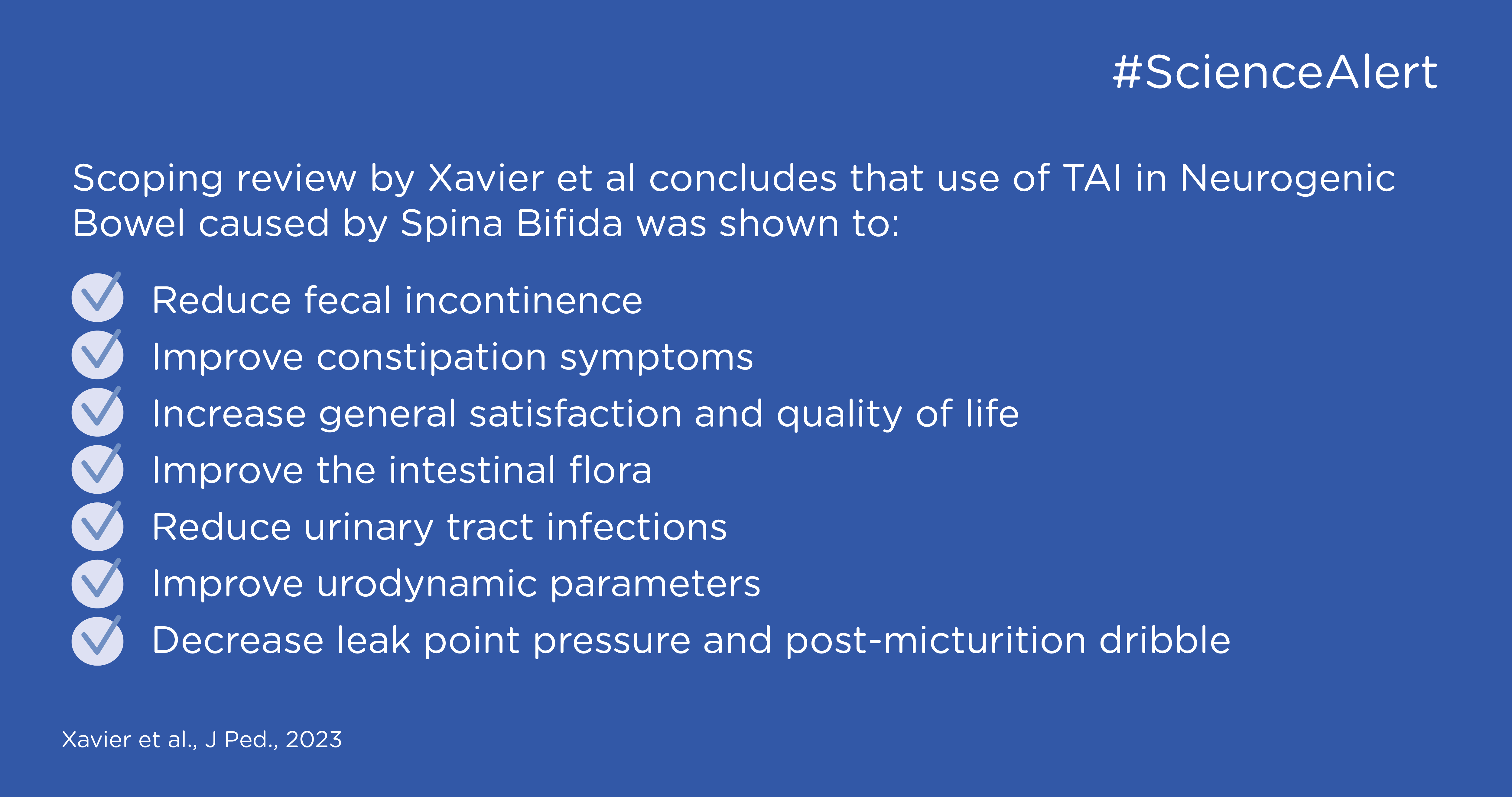 Listing of benefits of transanal irrigation 