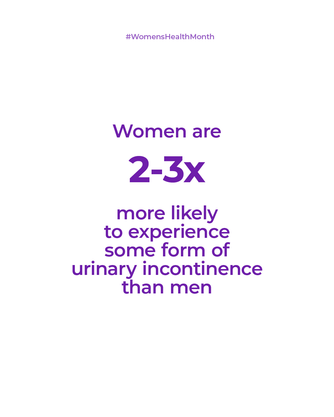 Women are 2-3 times more likely to experience some form of urinary incontinence than men